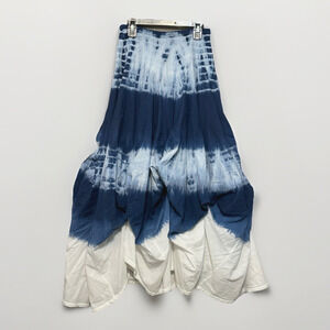 Luna Luz Skirt Tie Dye Blue Midi Draped Women's Small Lagenlook Boho Coastal